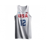 Men's Nike Team USA #12 DeMarcus Cousins Swingman White 2016 Olympic Basketball Jersey