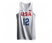 Men's Nike Team USA #12 DeMarcus Cousins Swingman White 2016 Olympic Basketball Jersey