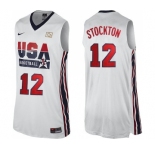 Men's Nike Team USA #12 John Stockton Swingman White 2012 Olympic Retro Basketball Jersey