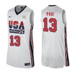 Men's Nike Team USA #13 Chris Paul Authentic White 2012 Olympic Retro Basketball Jersey