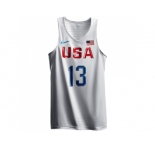 Men's Nike Team USA #13 Paul George Authentic White 2016 Olympic Basketball Jersey