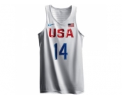 Men's Nike Team USA #14 Draymond Green Authentic White 2016 Olympic Basketball Jersey