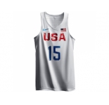 Men's Nike Team USA #15 Carmelo Anthony Authentic White 2016 Olympic Basketball Jersey