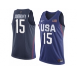 Men's Nike Team USA #15 Carmelo Anthony Swingman Navy Blue 2016 Olympic Basketball Jersey