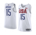 Men's Nike Team USA #15 Carmelo Anthony Swingman White 2016 Olympic Basketball Jersey