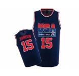 Men's Nike Team USA #15 Magic Johnson Authentic Navy Blue 2012 Olympic Retro Basketball Jersey