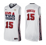 Men's Nike Team USA #15 Magic Johnson Authentic White 2012 Olympic Retro Basketball Jersey