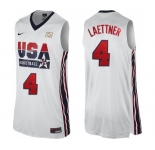 Men's Nike Team USA #4 Christian Laettner Swingman White 2012 Olympic Retro Basketball Jersey
