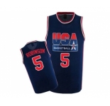 Men's Nike Team USA #5 David Robinson Authentic Navy Blue 2012 Olympic Retro Basketball Jersey