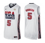 Men's Nike Team USA #5 David Robinson Swingman White 2012 Olympic Retro Basketball Jersey