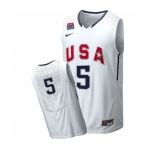Men's Nike Team USA #5 Kevin Durant Swingman White 2010 World Basketball Tournament Jersey