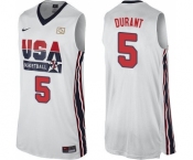 Men's Nike Team USA #5 Kevin Durant Swingman White 2012 Olympic Retro Basketball Jersey