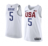 Men's Nike Team USA #5 Kevin Durant Swingman White 2016 Olympic Basketball Jersey