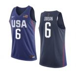 Men's Nike Team USA #6 DeAndre Jordan Authentic Navy Blue 2016 Olympics Basketball Jersey