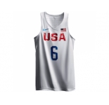 Men's Nike Team USA #6 DeAndre Jordan Authentic White 2016 Olympic Basketball Jersey