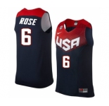 Men's Nike Team USA #6 Derrick Rose Swingman Navy Blue 2014 Dream Team Basketball Jersey