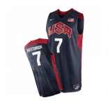 Men's Nike Team USA #7 Russell Westbrook Authentic Navy Blue 2012 Olympics Basketball Jersey