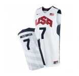 Men's Nike Team USA #7 Russell Westbrook Authentic White 2012 Olympics Basketball Jersey