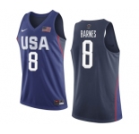 Men's Nike Team USA #8 Harrison Barnes Authentic Navy Blue 2016 Olympics Basketball Jersey