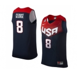 Men's Nike Team USA #8 Paul George Authentic Navy Blue 2014 Dream Team Basketball Jersey
