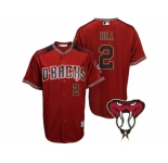 Arizona Diamondbacks #2 Aaron Hill Red Cool Base Alternate Jersey