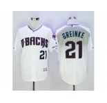Arizona Diamondbacks #21 Zack Greinke White Capri New Cool Base Stitched Baseball Jersey