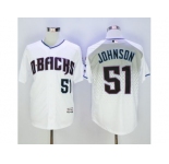 Arizona Diamondbacks #51 Randy Johnson White Capri New Cool Base Stitched Baseball Jersey