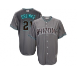 Men's Arizona Diamondbacks #21 Zack Greinke Majestic Gray Turquoise 2017 Cool Base Jersey