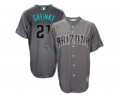 Men's Arizona Diamondbacks #21 Zack Greinke Majestic Gray Turquoise 2017 Cool Base Jersey