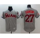 Men Miami Marlins #27 Giancarlo Stanton Gray Stars & Stripes 2016 Independence Day Flex Base Jersey