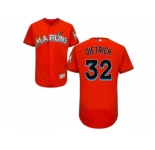 Men Miami Marlins #32 Derek Dietrich Orange Flexbase Authentic Collection Stitched Baseball Jersey