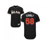 Men Miami Marlins #58 Dan Straily Black Flexbase Authentic Collection Stitched Baseball Jersey