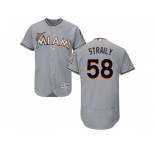Men Miami Marlins #58 Dan Straily Grey Flexbase Authentic Collection Stitched Baseball Jersey