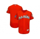 Men Miami Marlins Customized Majestic Orange 2018 Spring Training Flex Base Team Jersey