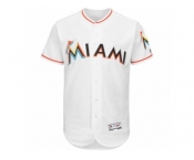 Men Miami Marlins Majestic Home Blank White Flex Base Authentic Collection Team Jersey