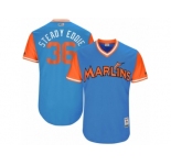 Men's 2017 Little League World Series Marlins #36 Edinson Volquez Steady Eddie Blue Jersey
