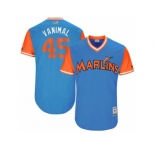 Men's 2017 Little League World Series Marlins #45 Vance Worley Vanimal Blue Jersey