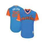 Men's 2017 Little League World Series Marlins Brad Ziegler #29 Unicorn Blue Jersey