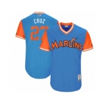 Men's 2017 Little League World Series Marlins Giancarlo Stanton #27 Cruz Blue Jersey