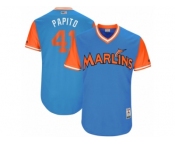 Men's 2017 Little League World Series Marlins Justin Bour #41 Papito Blue Jersey