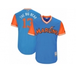Men's 2017 Little League World Series Marlins Marcell Ozuna #13 The Big Bear Blue Jersey