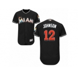 Men's Majestic Miami Marlins #12 Chris Johnson Black Flexbase Authentic Collection MLB Jersey