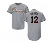 Men's Majestic Miami Marlins #12 Chris Johnson Grey Flexbase Authentic Collection MLB Jersey