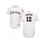 Men's Majestic Miami Marlins #12 Chris Johnson White Flexbase Authentic Collection MLB Jersey