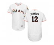 Men's Majestic Miami Marlins #12 Chris Johnson White Flexbase Authentic Collection MLB Jersey