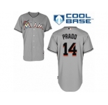 Men's Majestic Miami Marlins #14 Martin Prado Authentic Grey Road Cool Base MLB Jersey