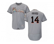 Men's Majestic Miami Marlins #14 Martin Prado Grey Flexbase Authentic Collection MLB Jersey