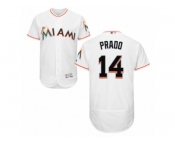 Men's Majestic Miami Marlins #14 Martin Prado White Flexbase Authentic Collection MLB Jersey