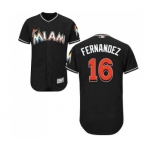 Men's Majestic Miami Marlins #16 Jose Fernandez Black Flexbase Authentic Collection MLB Jersey