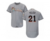 Men's Majestic Miami Marlins #21 Christian Yelich Grey Flexbase Authentic Collection MLB Jersey